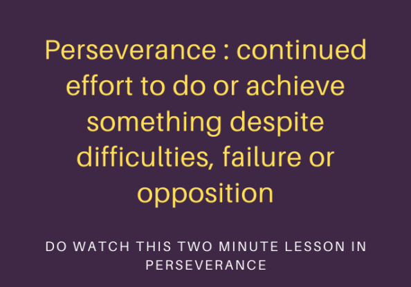 Perseverance _ continued effort to do or achieve something despite difficulties, failure or opposition